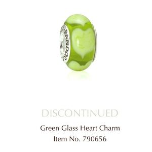 Green Glass Hearts Charm